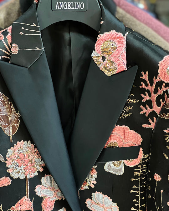 thumbnail image 2 of Apocrypha Men's Sequins Floral Blazer - Sparkling Dinner Jacket For Prom & Weddings 2 of 10