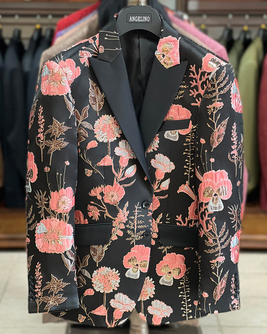 strapless open back dress Men's Prom Blazer, Prom Tuxedo, Floral Blazer, Pink Blazer for Men