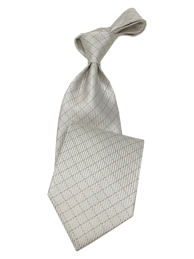Men's White Necktie #6 - Solid Ties-Wedding-Prom-Silk Ties - ANGELINO