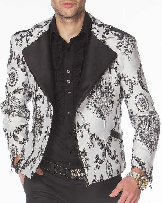 Men's Fashion Jacket - Men's Biker Jacket - V. WHITE - ANGELINO