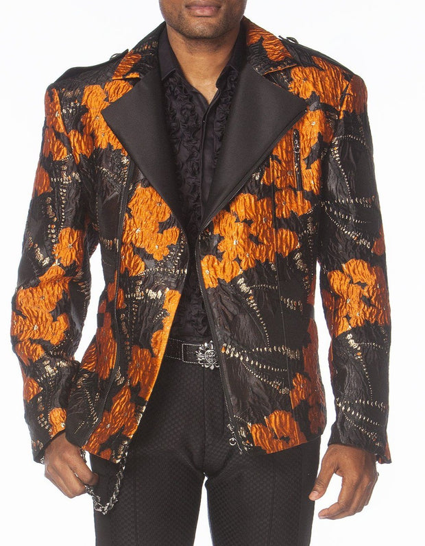 Men's Fashion Jacket - Men's Biker Jacket - VENUS ORANGE - ANGELINO
