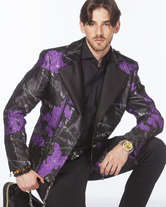 Men's Fashion Jacket - Biker Jacket  - Venus Purple - ANGELINO