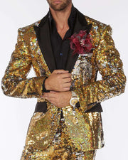 Sequin Suit:  New R. Gold/Silver. - Wedding - Tuxedo - Prom - ANGELINO