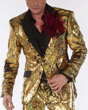 Sequin Suits: New R. Sequin Gold/Black - Prom - Wedding - Tuxedo - ANGELINO