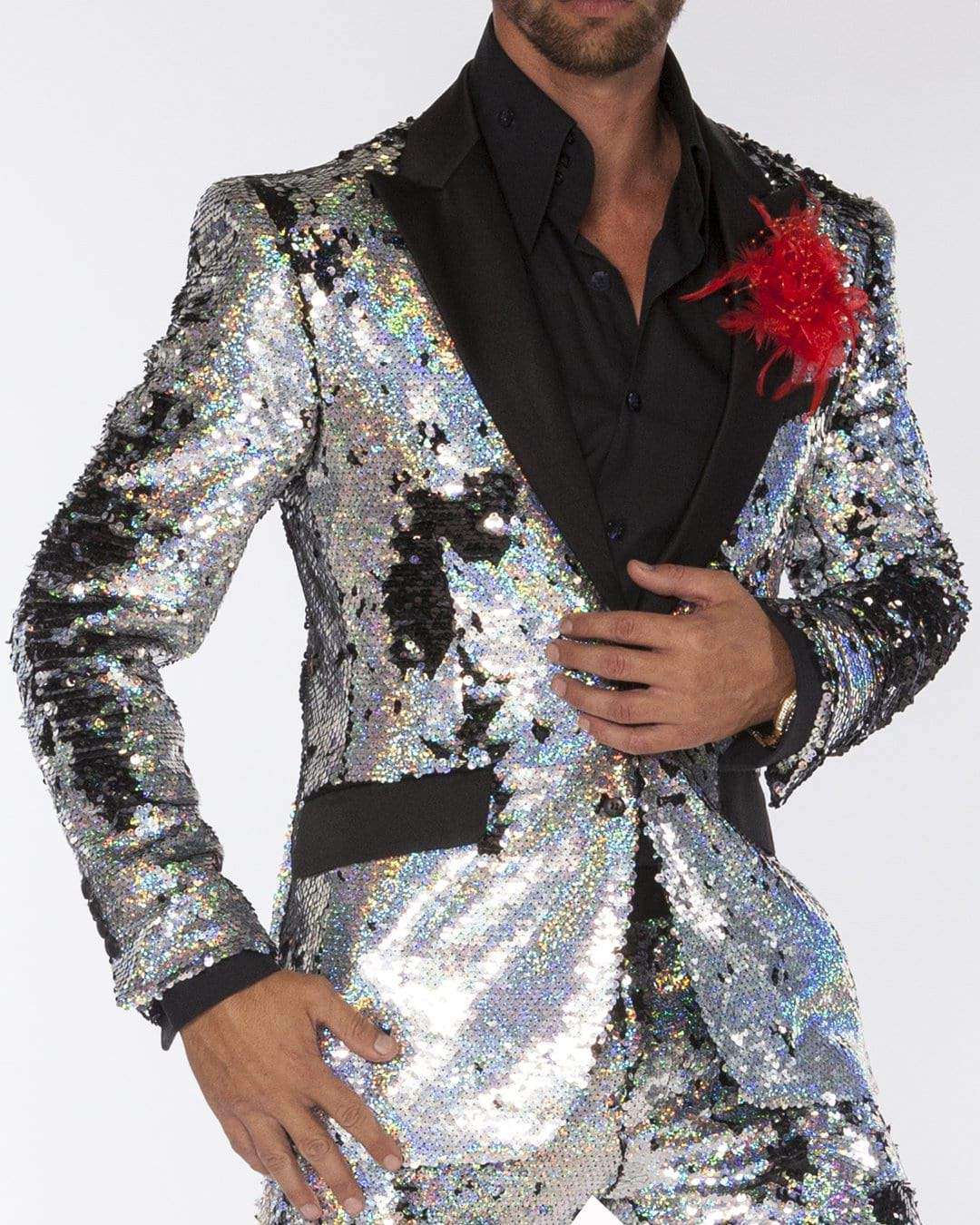 Sequin Tuxedo Jacket in Silver Sequin Tuxedo Jacket in Silver