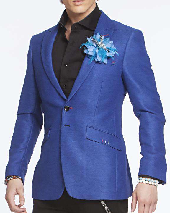 Men's Fashion Lapel Flower- Flower1 Blue - ANGELINO