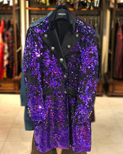 Long Coat - Sequin Purple, Mens - Long Blazer - 2021 - ANGELINO