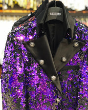 Long Coat - Sequin Purple, Mens - Long Blazer - 2021 - ANGELINO