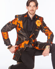 Long Coat Men- Prom Tuxedo- Venus Orange - Long Blazer - ANGELINO