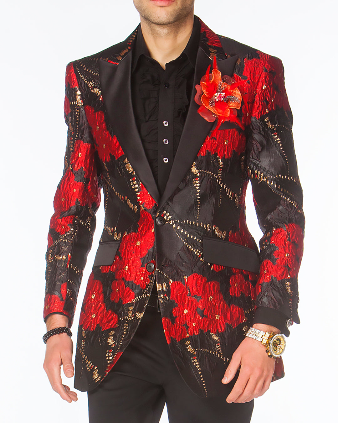 Prom 2021 Venus Red Semi Long Blazer ANGELINO