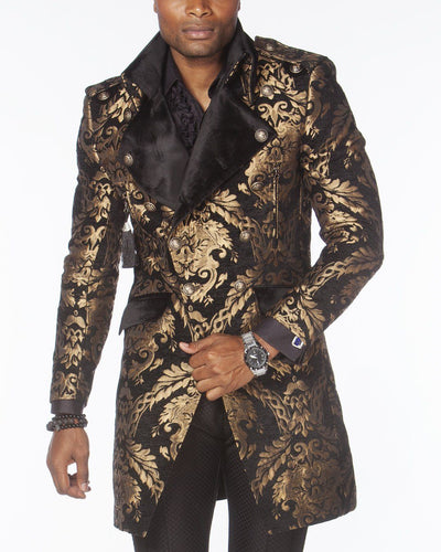 Men's Fashion Jacket - Majesty Gold/Black - Stylish - Coat - Long - ANGELINO