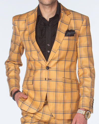 Plaid Suit-New Plaid Gold - Fashion - suits - Men - ANGELINO