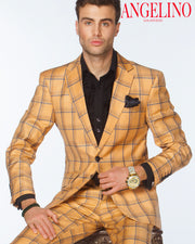 Plaid Suit-New Plaid Gold - Fashion - suits - Men - ANGELINO