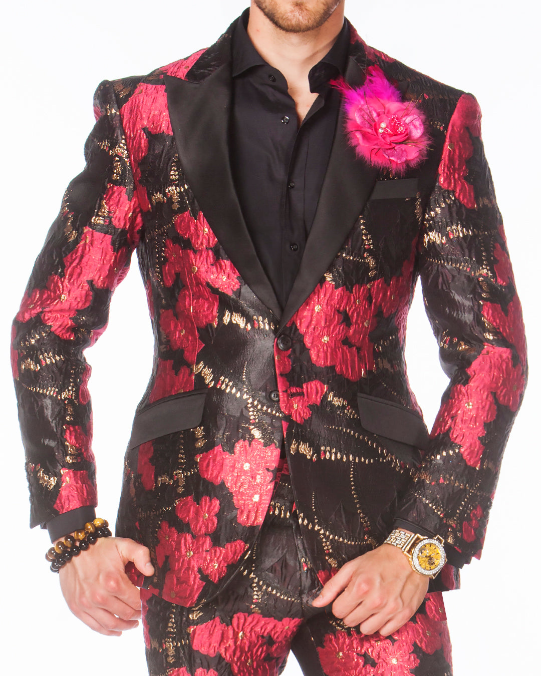 Men Suit Black Double Breasted Paisley Floral Groom Prom Tuxedo Wedding  Suits | eBay