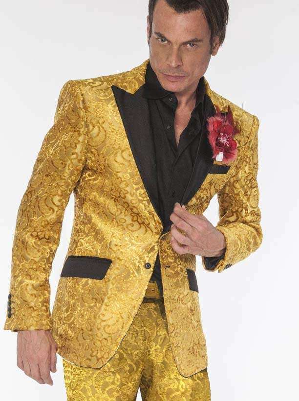 Black and Gold Sequin Prom Suit