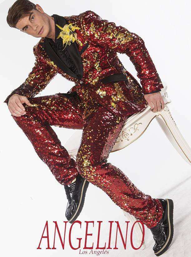 Sequin Suits New R. Red/Gold - Sequin - Mens - Suits - ANGELINO