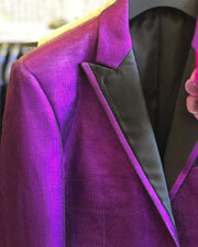 Men's Fashion Blazer, Lurex 2 Purple -40 Long - Tuxedo - Prom - Jacket - ANGELINO