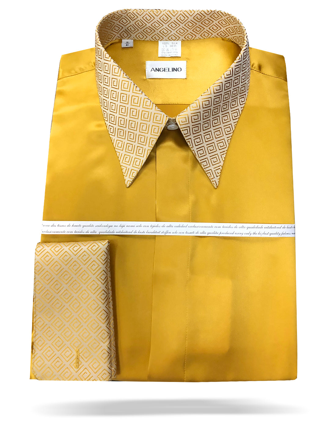 gold dress shirt Men's Silk 194-A AW.Bridal Mermaid V-Neck Floor Our Mens Gold Button おすすめ Color:BLUE TOILE
