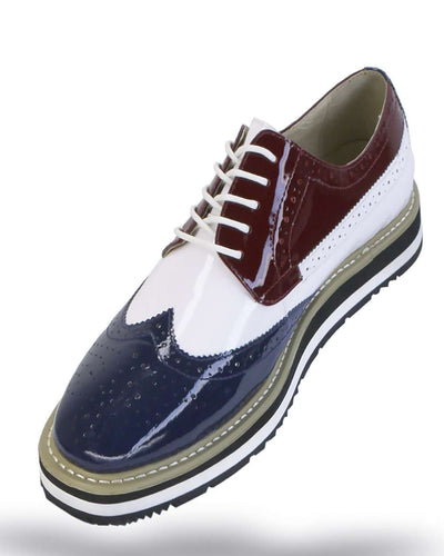 Men's Leather Shoes - Spirit Navy/White/Burgundy - ANGELINO
