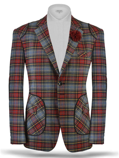 Men's plaid sport coat blazer Alex2 Red - ANGELINO