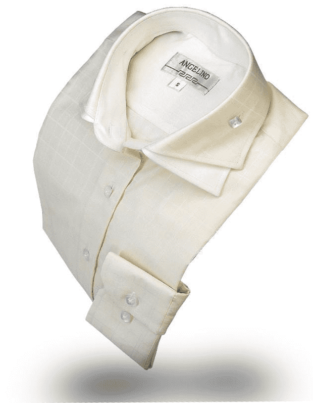 Men's Cotton Shirts - Double Collar Shirt Cream - ANGELINO