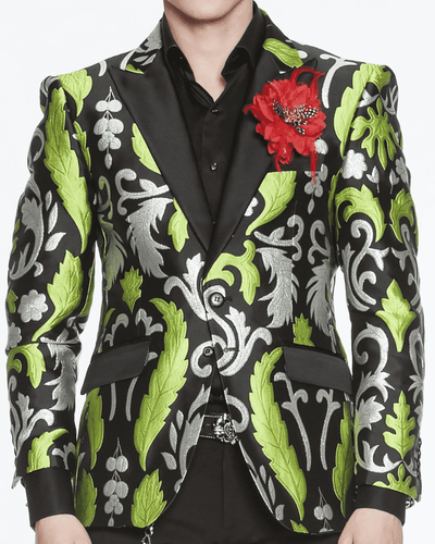 Men's Fashion Blazer-Big Victorian Green - ANGELINO