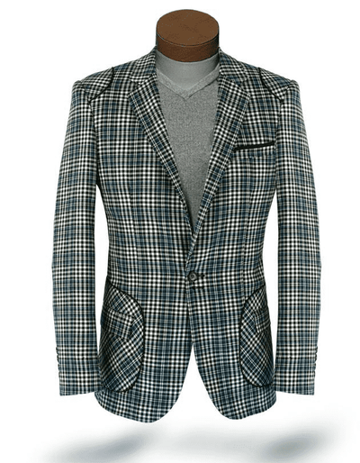 Men's plaid sport coat blazer Island Green - ANGELINO
