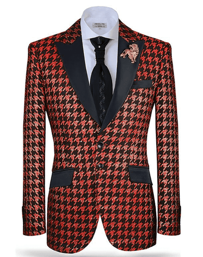 Fashion Suit, Hounds Red - Mens - Red - Blazer - ANGELINO