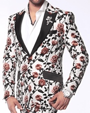 Men's Fashion Blazer and Sport Coat Valen White/Red - ANGELINO