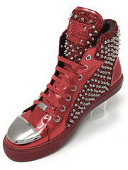 High Top Sneaker, H. Spike Red-Fashion-Men- - ANGELINO