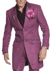 Men's Fashion Long Coat Como Purple - ANGELINO