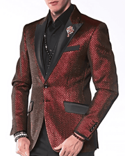 Men's Fashion Blazer, Red - ANGELINO