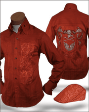 Men's Shirts, Dante Rust, Embroidery -  High Collar - ANGELINO