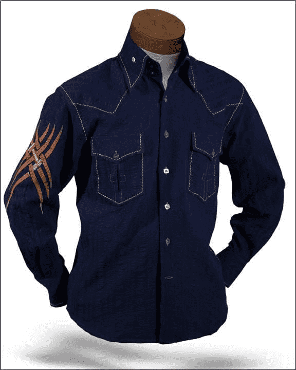 Men's Fashion shirt Indian Navy/Brown - ANGELINO