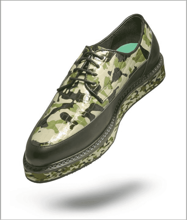 Mens' Fashion Shoes, Camo Green Leather-Casual-Men - ANGELINO