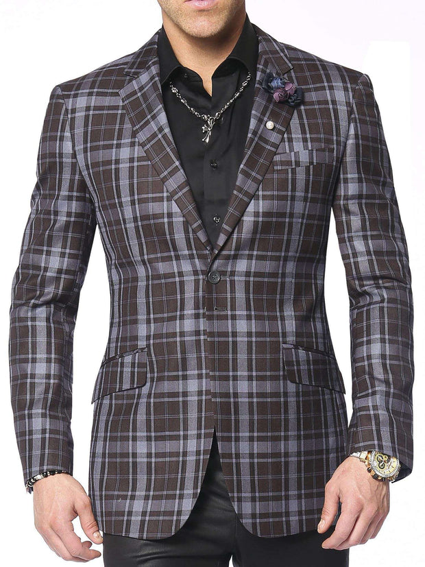 Men's plaid sport coat blazer Emilio Brown - ANGELINO