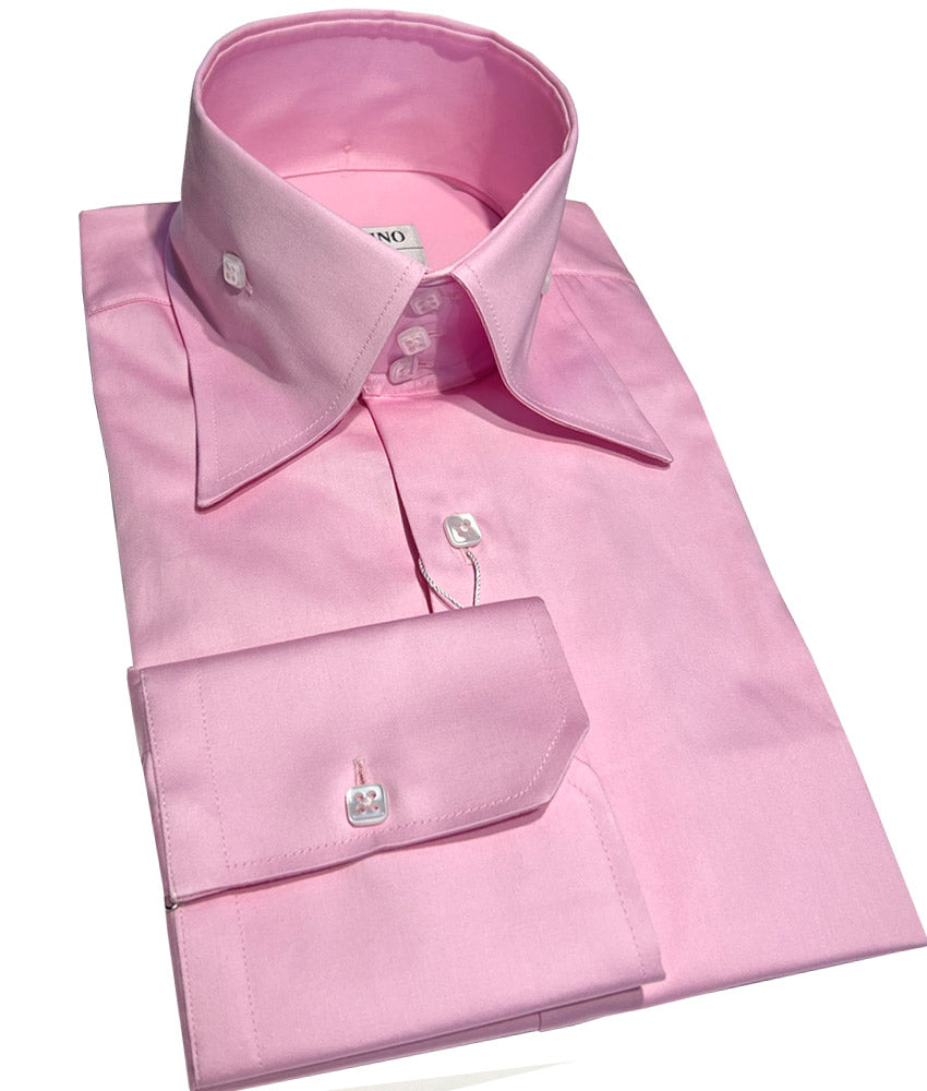 high collar shirt, pink high collar shirt, pink