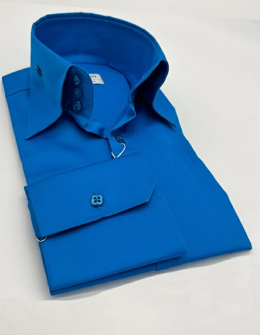 high collar shirt turquoise, mens shirt, ANGELINO M