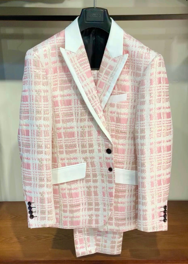 Mens Fashion Suit, Maro Pink - ANGELINO