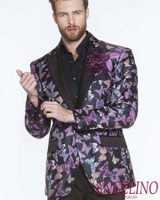 Men's Fashion Blazer-Small Butterfly Purple - ANGELINO