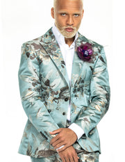 prom suit for men, floral sage green