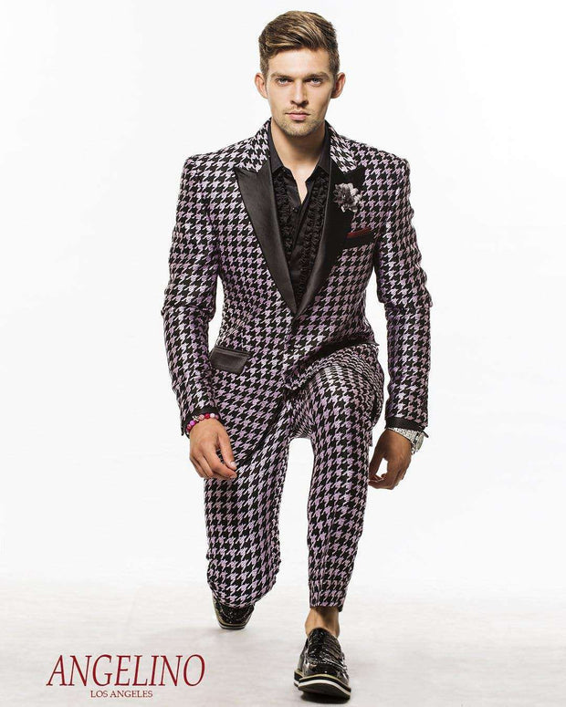 Men's fashion Suit Hounds Purple - ANGELINO