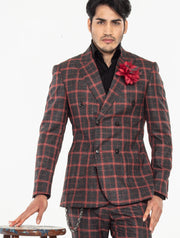 plaid suit black/red