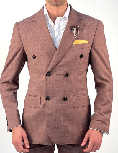 pinstripe suit, rust - ANGELINO
