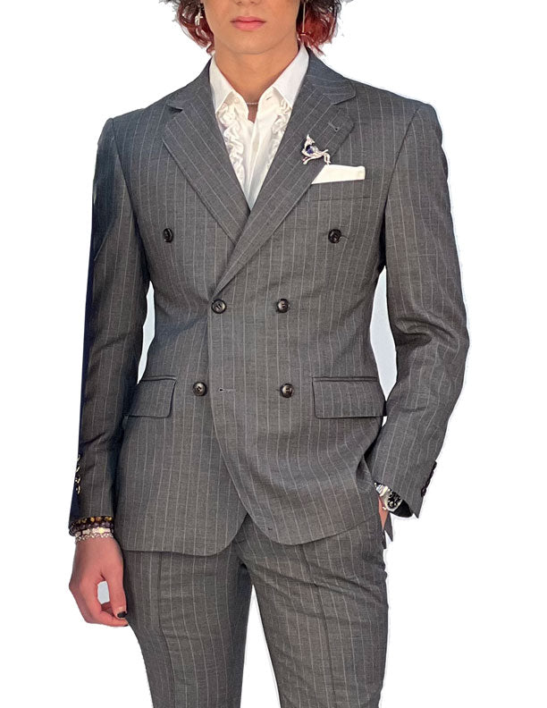 A Tomato Red “French“ Safari Suit.  African men fashion, Mens suits, Grey  pinstripe suit