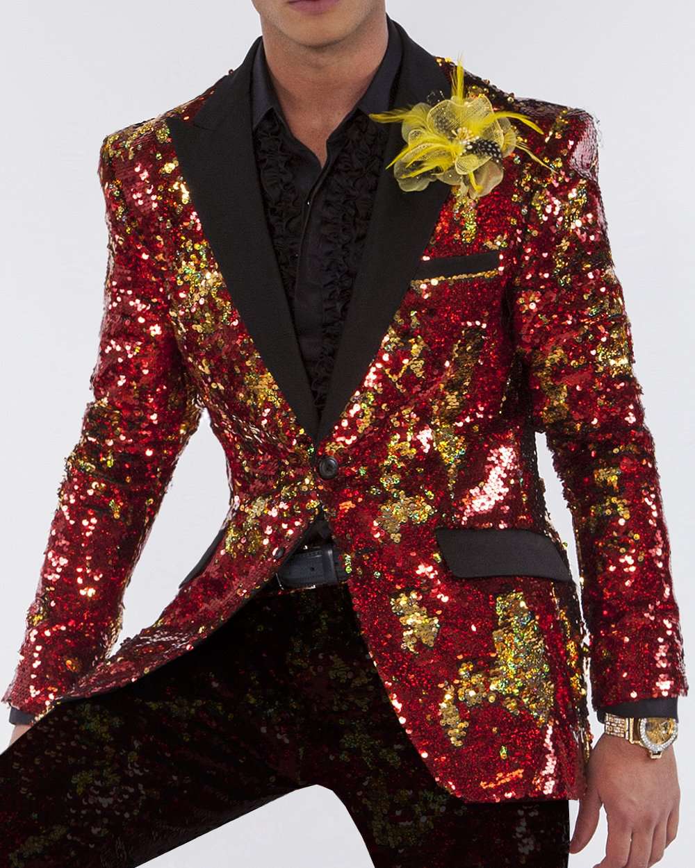 Red and gold suit jacket mens hot sale