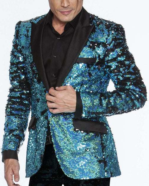 Blue sequin 2024 suit jacket