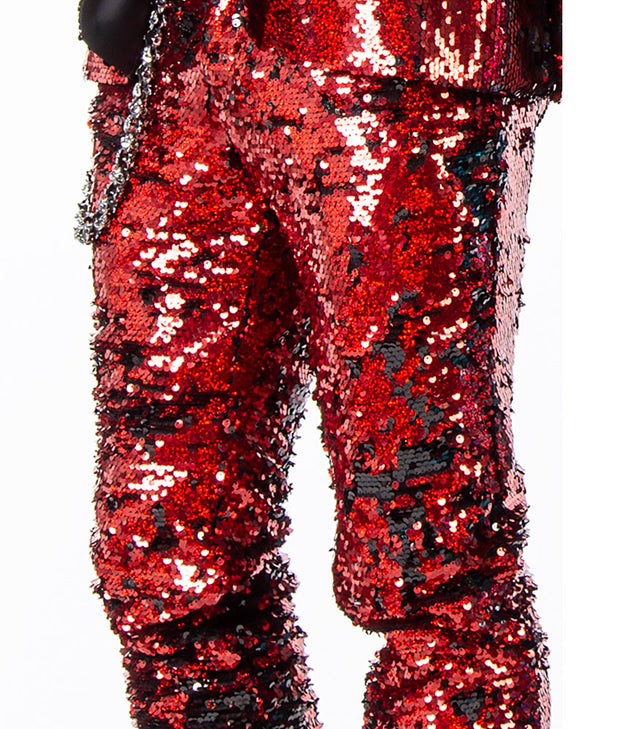 Men's Sequin Pants Red 1 - ANGELINO