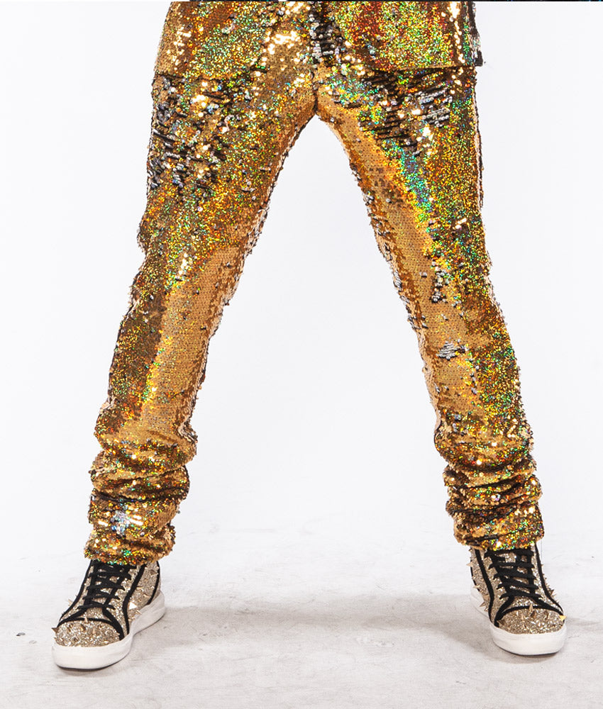 Men's Sequin Pants - Gold/Silver Pants - ANGELINO 36 Men's Sequin Pants - Gold/Silver Pants - ANGELINO 36