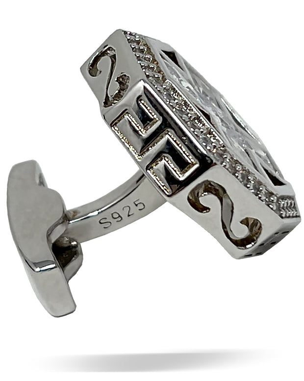Silver Accessories - Sterling Silver Men's Jewelry -  Men's Sterling Silver Cufflinks -Cross Clear